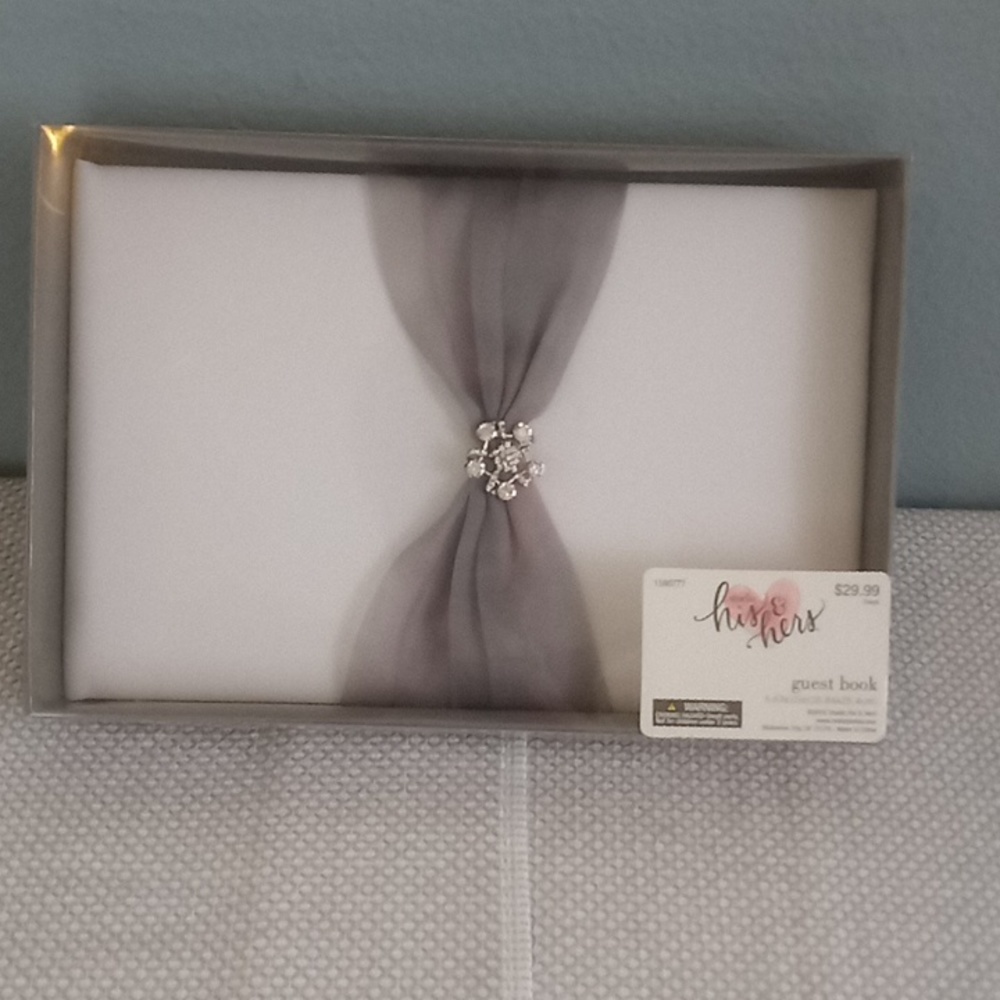 Wedding Guest Book white and gray 10 inches by 6.5 inches. New in box